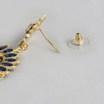 Buy Golden Peacock Blue & Gold-Toned Contemporary Drop Earrings - Purplle