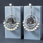 Buy Golden Peacock Oxidised Silver-Toned & Off White Beaded Floral Drop Earrings - Purplle