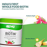 Buy OZiva Plant Based Biotin 10000+ mcg (with Natural Sesbania Agati Extract, Bamboo Shoot, Amla, Pomegranate), For Stronger Hair & Healthier Skin, 125 gm - Purplle