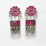 Buy Moedbuille Dome Shaped Handcrafted Multi Color Enamel Silver-Plated Brass Jhumkas - Purplle