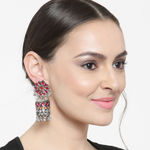 Buy Moedbuille Dome Shaped Handcrafted Multi Color Enamel Silver-Plated Brass Jhumkas - Purplle