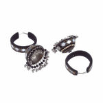 Buy Moedbuille Black Beads & Mirror Afghan Tasselled Design Oxidised Silver Plated Handcrafted Jhumkas - Purplle