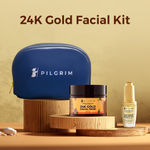 Buy Pilgrim 24K Gold Glow Facial Kit With Blue Vanity Bag For Brighten Skin, Wrinkles & Dark Spots - Purplle