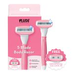 Buy Plush Irritation-Free Hair Removal Women 5-Blade Razor with Aloe Vera Lubricating Strip || Sweden-Made Stainless Steel Blades || For Easy & Safe Body Hair Removal at home || No Bumps, No Cuts || Designed for Normal-Sensitive Skin - Pack of 1 - Purplle