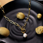 Buy Johori.com Modern Paper Clip Chain Necklace With Natural Drop - Purplle