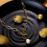 Buy Johori.com Modern Paper Clip Chain Necklace With Natural Drop - Purplle