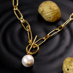 Buy Johori.com Modern Paper Clip Chain Necklace With Natural Drop - Purplle