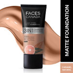Buy FACES CANADA All Day Hydra Matte Foundation | 3-in-1 Foundation + Moisturizer + SPF30 | 10HR Long Wear | Buildable Coverage | Caramel Natural, 25 ml - Purplle