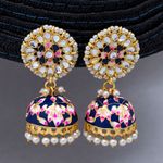 Buy Golden Peacock Navy Blue Contemporary Jhumkas Earrings - Purplle