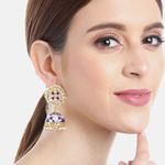 Buy Golden Peacock Navy Blue Contemporary Jhumkas Earrings - Purplle
