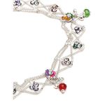 Buy YouBella Set of 2 Silver-Plated Green & Purple Stone-Studded Anklets - Purplle