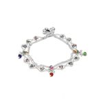 Buy YouBella Set of 2 Silver-Plated Green & Purple Stone-Studded Anklets - Purplle