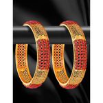 Buy YouBella Set of 2 Pink Gold-Toned Stone-Studded Bangles - Purplle