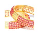 Buy YouBella Set of 2 Pink Gold-Toned Stone-Studded Bangles - Purplle