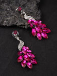 Buy YouBella Fuchsia Silver-Plated Handcrafted Stone-Studded Peacock Shaped Drop Earrings - Purplle