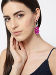 Buy YouBella Fuchsia Silver-Plated Handcrafted Stone-Studded Peacock Shaped Drop Earrings - Purplle