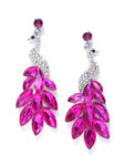 Buy YouBella Fuchsia Silver-Plated Handcrafted Stone-Studded Peacock Shaped Drop Earrings - Purplle