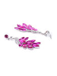 Buy YouBella Fuchsia Silver-Plated Handcrafted Stone-Studded Peacock Shaped Drop Earrings - Purplle