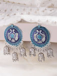 Buy YouBella Blue Silver-Plated Dome Shaped Enamelled Jhumkas - Purplle