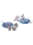 Buy YouBella Blue Silver-Plated Dome Shaped Enamelled Jhumkas - Purplle