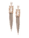 Buy YouBella Brown Silver-Toned Artificial Stone Studded Geometric Tasselled Drop Earrings - Purplle