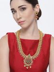 Buy YouBella Green Red Gold-Plated Stone-Studded Textured Jewellery Set - Purplle