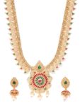 Buy YouBella Green Red Gold-Plated Stone-Studded Textured Jewellery Set - Purplle