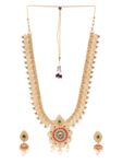 Buy YouBella Green Red Gold-Plated Stone-Studded Textured Jewellery Set - Purplle