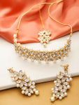 Buy YouBella White Gold-Plated Stone-Studded Handcrafted Jewellery Set - Purplle