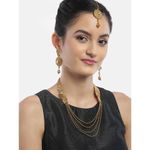 Buy YouBella Gold-Plated Textured Kundan Studded Layered Jewellery Set with Maang Tika - Purplle