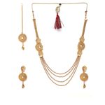Buy YouBella Gold-Plated Textured Kundan Studded Layered Jewellery Set with Maang Tika - Purplle