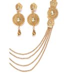 Buy YouBella Gold-Plated Textured Kundan Studded Layered Jewellery Set with Maang Tika - Purplle
