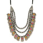 Buy YouBella Oxidised Silver-Toned Pink & Yellow Stone Studded Jewellery Set - Purplle
