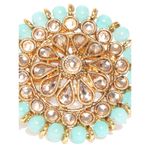 Buy YouBella Women Turquoise Blue Gold-Plated Stone-Studded Floral Adjustable Ring - Purplle