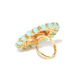 Buy YouBella Women Turquoise Blue Gold-Plated Stone-Studded Floral Adjustable Ring - Purplle