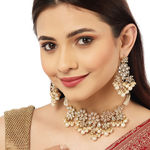 Buy Karatcart Gold Plated Pearl Beaded Kundan Choker Necklace Set - Purplle