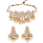 Buy Karatcart Gold Plated Pearl Beaded Kundan Choker Necklace Set - Purplle