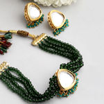 Buy Karatcart Gold Plated Green Crystal Polki Kundan Choker Necklace Set - Purplle