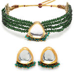 Buy Karatcart Gold Plated Green Crystal Polki Kundan Choker Necklace Set - Purplle