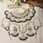 Buy Karatcart Gold-Plated Green Beads Studded Handcrafted Kundan Bridal Jewellery Set - Purplle