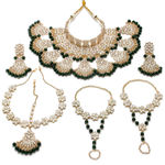 Buy Karatcart Gold-Plated Green Beads Studded Handcrafted Kundan Bridal Jewellery Set - Purplle