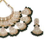 Buy Karatcart Gold-Plated Green Beads Studded Handcrafted Kundan Bridal Jewellery Set - Purplle