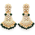 Buy Karatcart Gold-Plated Green Beads Studded Handcrafted Kundan Bridal Jewellery Set - Purplle