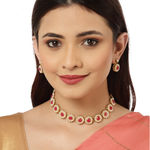 Buy Karatcart Handcrafted Gold Plated Red Kundan Choker Necklace Set - Purplle