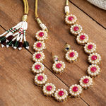 Buy Karatcart Handcrafted Gold Plated Red Kundan Choker Necklace Set - Purplle