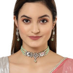 Buy Karatcart Oxidised Silver Light Green Multistrand Embellished Choker Necklace Setfor Women - Purplle