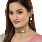 Buy Karatcart Oxidised Silver Light Green Multistrand Embellished Choker Necklace Setfor Women - Purplle
