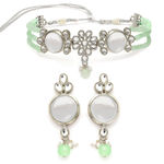 Buy Karatcart Oxidised Silver Light Green Multistrand Embellished Choker Necklace Setfor Women - Purplle