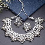 Buy Karatcart Oxidised Silver Tone Silver Ball Studded Kundan Choker Necklace Setfor Women - Purplle