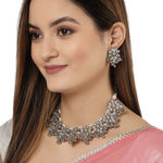 Buy Karatcart Oxidised Silver Tone Silver Ball Studded Kundan Choker Necklace Setfor Women - Purplle
